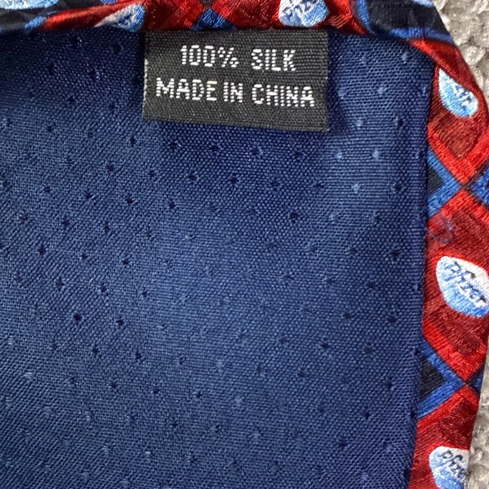 Pfizer 100% Silk Tie Red Navy Logo Pharmaceutical Drug Rep Medical Promo